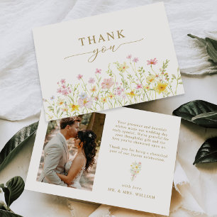 Carte De Remerciements Mariage de jardin de prairie de fleurs sauvages pr