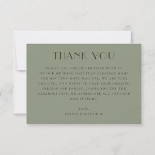 Carte De Remerciements Mariage de jardin extérieur moderne   Élégant Vert