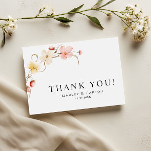 Carte De Remerciements Mariage de jardin minimaliste floral rose moderne