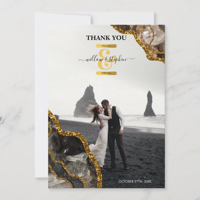 Carte De Remerciements Mariage de la Parties scintillant de la géode de l (Devant)