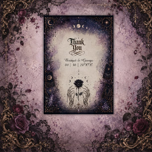 Carte De Remerciements Mariage de la rose de lune de tarot gothique