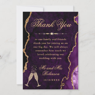 Carte De Remerciements Mariage de l'agate et du marbre avec paillettes vi