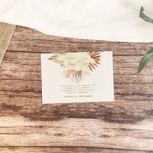 Carte De Remerciements Mariage de laiton Rustique Boho Pampas