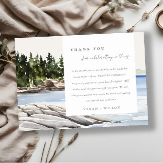Carte De Remerciements Mariage de l'aquarelle de la montagne Rocky Pine