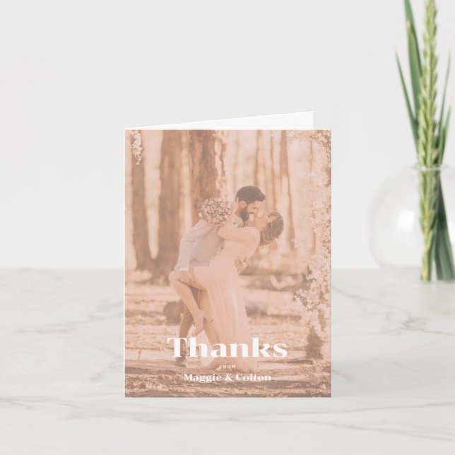 Carte De Remerciements Mariage de lettres Peachy Retro (Devant)