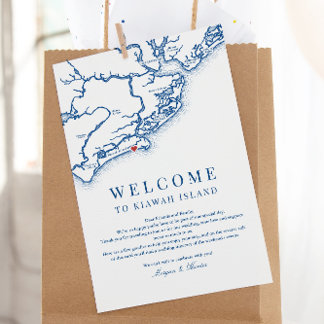 Carte De Remerciements Mariage de l'île de Kiawah Bienvenue Itinéraire Ma