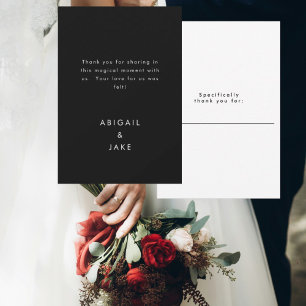 Carte De Remerciements Mariage de message personnalisé B/W contemporain