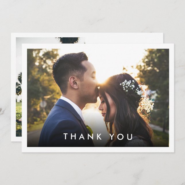 Carte De Remerciements Mariage de message personnalisé simple et moderne  (Devant / Derrière)