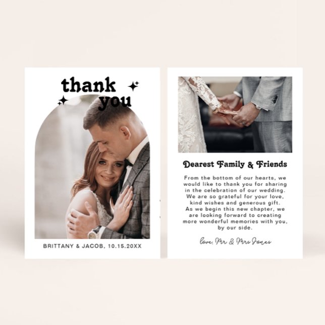 Carte De Remerciements Mariage de message photo Retro Arch (Créateur téléchargé)