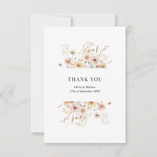 Carte De Remerciements Mariage de message photo Whimsical Floral Fleur sa (Devant)