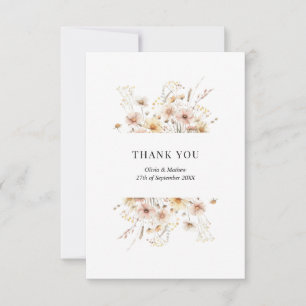 Carte De Remerciements Mariage de message photo Whimsical Floral Fleur sa