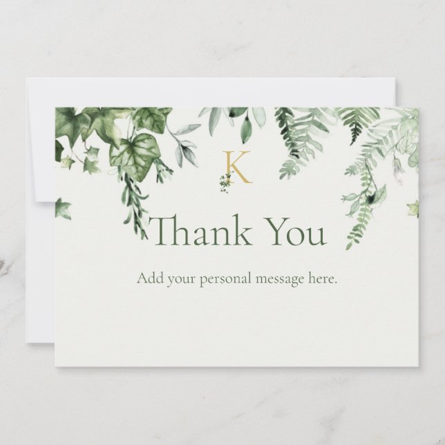 Carte De Remerciements Mariage de monogramme Ivy & Sage (Devant)