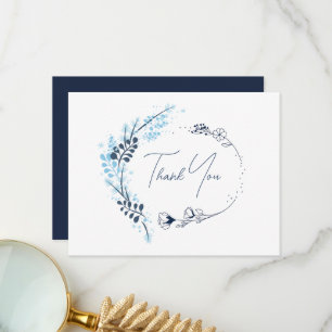 Carte De Remerciements Mariage de monographie florale bleu marine