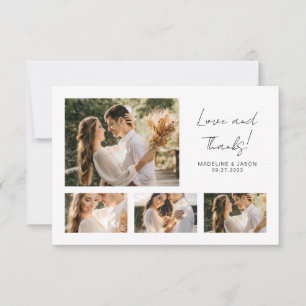Carte De Remerciements Mariage de montage photo minimaliste de script Mer