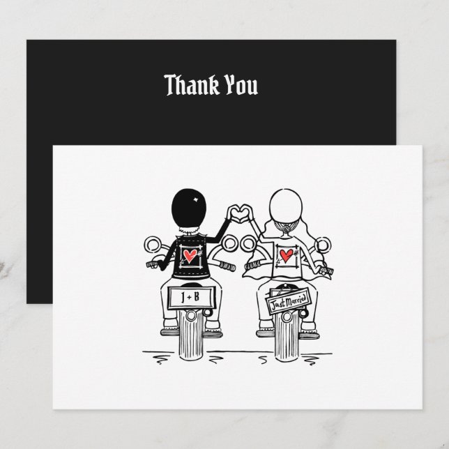 Carte De Remerciements Mariage de moto  (Devant / Derrière)