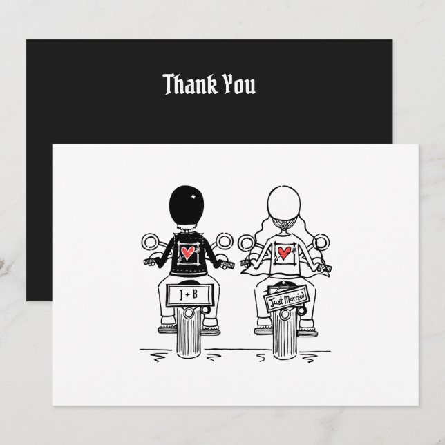 Carte De Remerciements Mariage de moto  (Devant / Derrière)