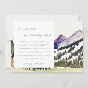 Carte De Remerciements Mariage de paysage de la montagne des neiges roche