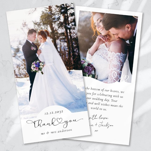 Carte De Remerciements Mariage de photo de script cardiaque (Créateur téléchargé)