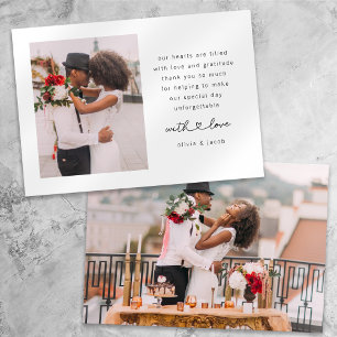 Carte De Remerciements Mariage de photo de script Coeur double face