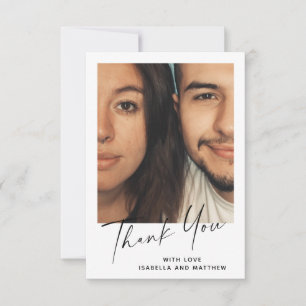 Carte De Remerciements Mariage de photo personnalisée avec écriture moder