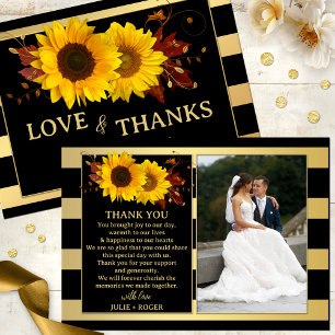 Carte De Remerciements Mariage de photos de tournesol Gold
