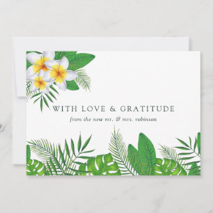 Carte De Remerciements Mariage de plage aux feuilles tropicales aquarelle