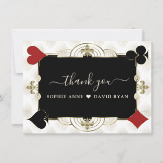 Carte De Remerciements Mariage de Poker au Casino Glamorous Gold Vegas