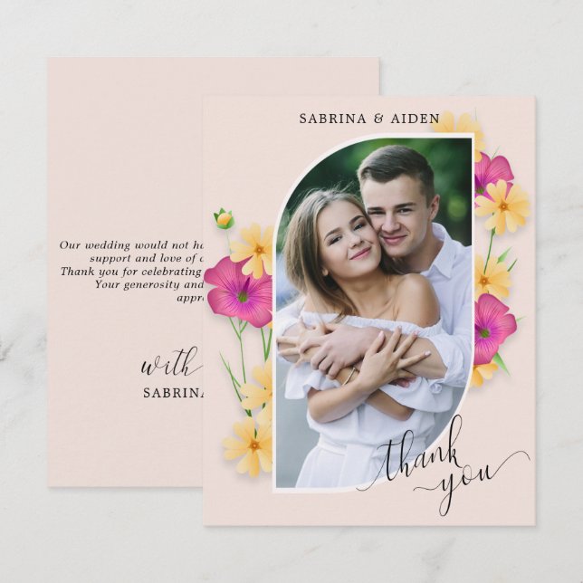 Carte De Remerciements Mariage de prairie florale sauvage photo (Devant / Derrière)