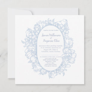 Carte De Remerciements Mariage de réception élégant avec fleurs bleues