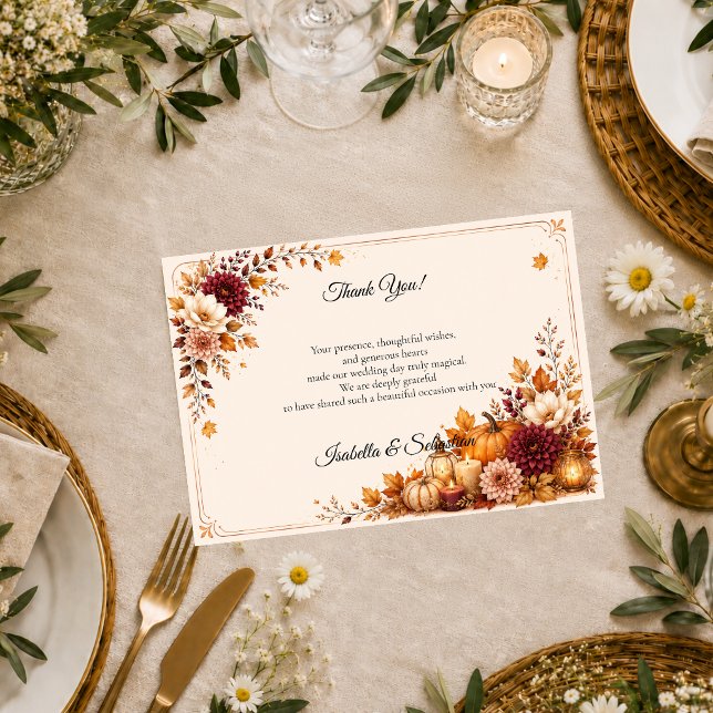Carte De Remerciements Mariage de récolte rustique (Créateur téléchargé)