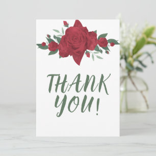 Carte De Remerciements Mariage de Red Roses Boho