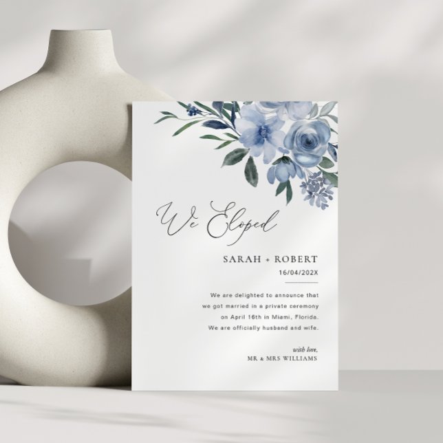 Carte De Remerciements Mariage de script bleu poussiéreux moderne (Créateur téléchargé)