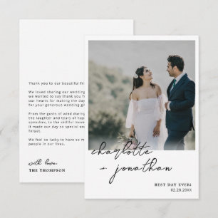 Carte De Remerciements Mariage de script de calligraphie photo du meilleu