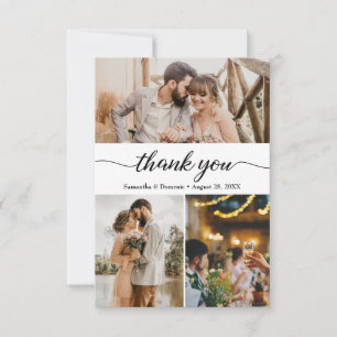 Carte De Remerciements Mariage de script de collection photo simple moder