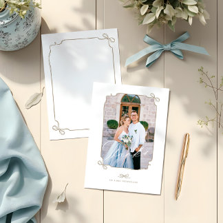 Carte De Remerciements Mariage de script de trame photo minima Bow et rub