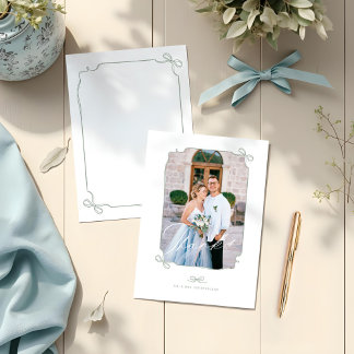 Carte De Remerciements Mariage de script de trame photo minima Bow et rub
