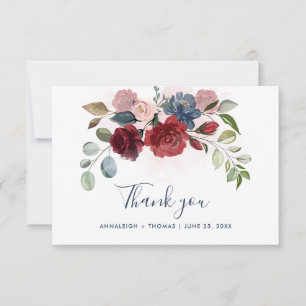 Carte De Remerciements Mariage de script Floral Aquarelle