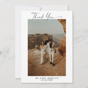 Carte De Remerciements Mariage de script manuscrit 2 photos