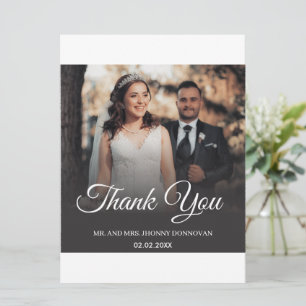 Carte de remerciements Mariage de script minimal