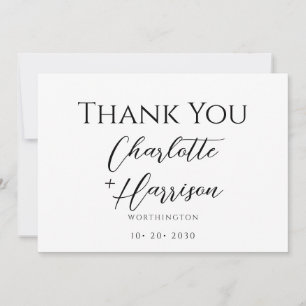 Carte De Remerciements Mariage de script minimaliste moderne manuscrit
