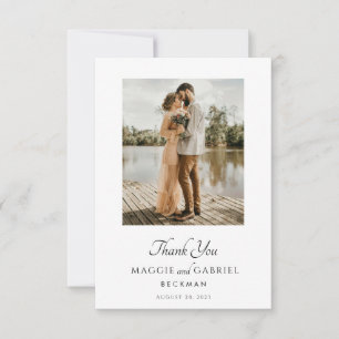 Carte De Remerciements Mariage de script photo minimaliste moderne Serif