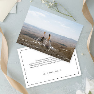 Carte De Remerciements Mariage de script photo moderne