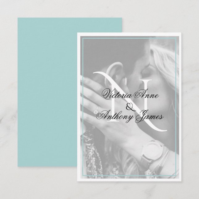 Carte De Remerciements Mariage de script photo Monogramme (Devant / Derrière)