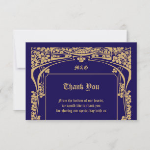 Carte De Remerciements Mariage de style Art nouveau vintage
