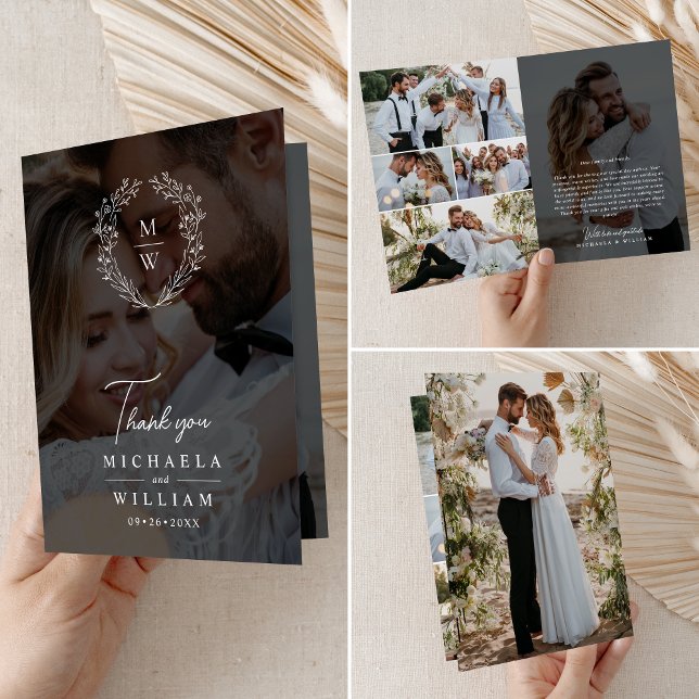 Carte De Remerciements Mariage de superposition de texte 7 photos simple  (Créateur téléchargé)