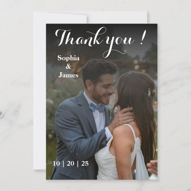 Carte de remerciements Mariage de superposition mo (Devant)