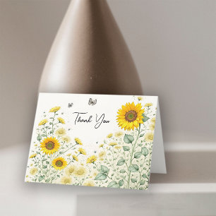 Carte de remerciements Mariage de tournesol aquare