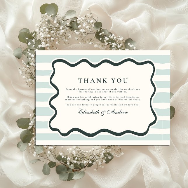 Carte De Remerciements Mariage de trame ondulé rétro Doodle (Créateur téléchargé)