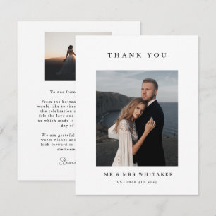 Carte de remerciements Mariage de typographie clas