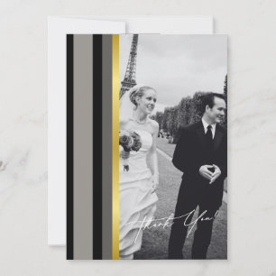 Carte De Remerciements Mariage de typographie Elegant Black Grey Gold Str